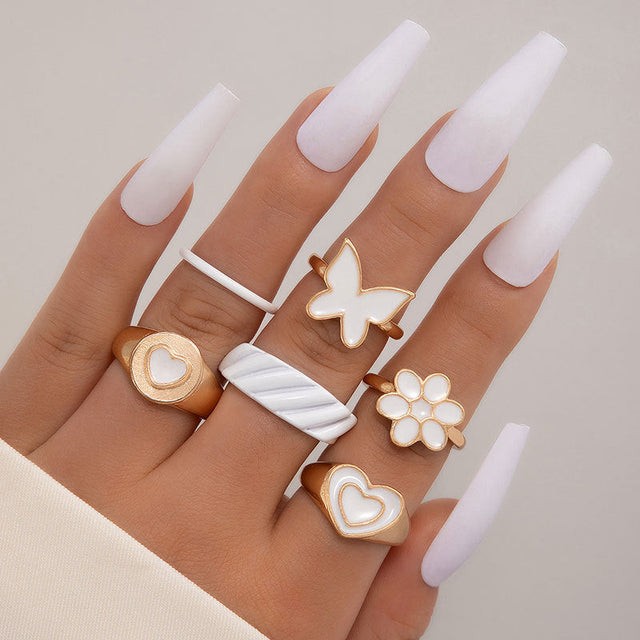 Pretty In White Ring Set