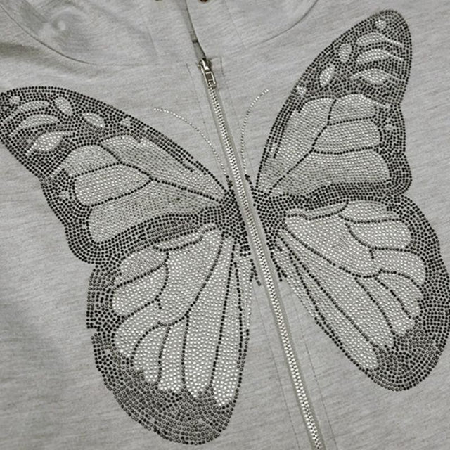 Insta Loungin' Butterfly Zip Up Sweater