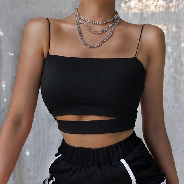 Hollow Hearted Holly Two Strap Centre Crop Top