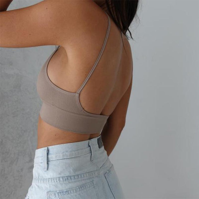 Keepin' It Simple Ribbed Bustier Strappy Crop Top