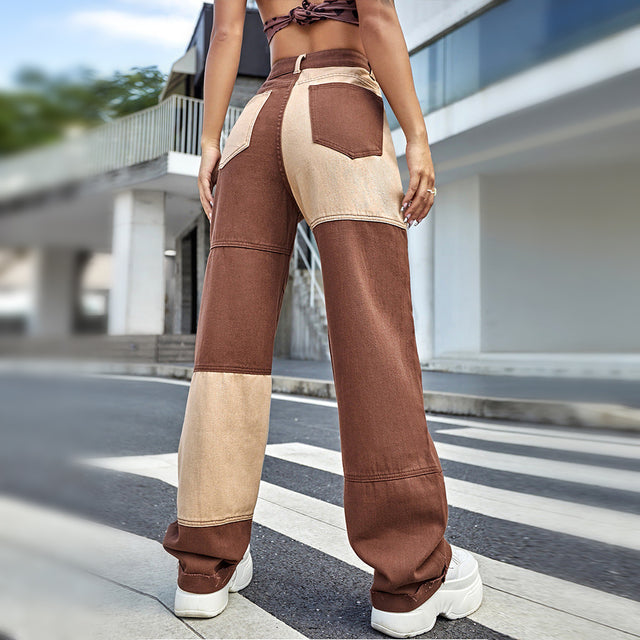Brown My Rules Patchwork Jeans
