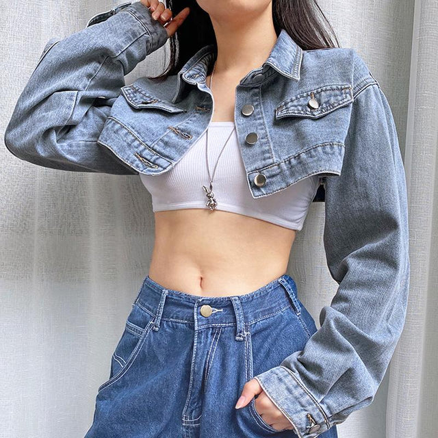 Never Too Much Cropped Jean Jacket