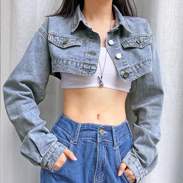 Never Too Much Cropped Jean Jacket