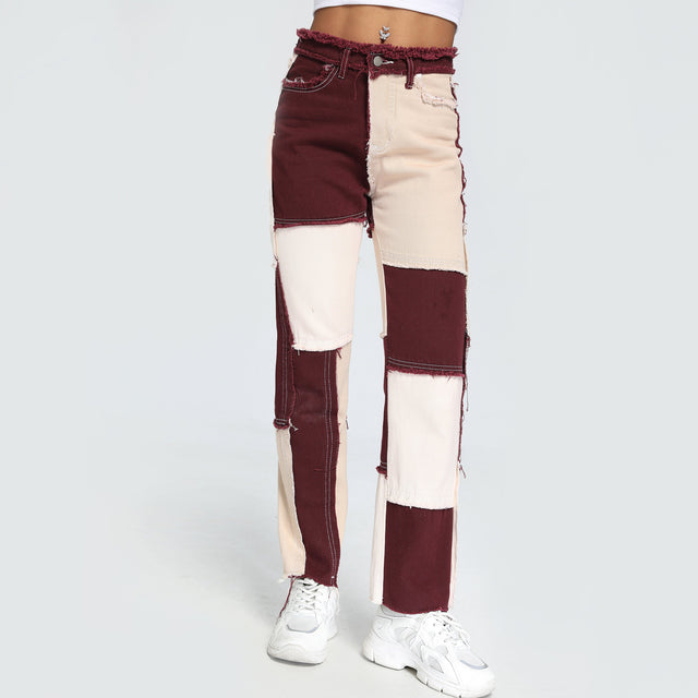 Down With Brown Patchwork Jeans
