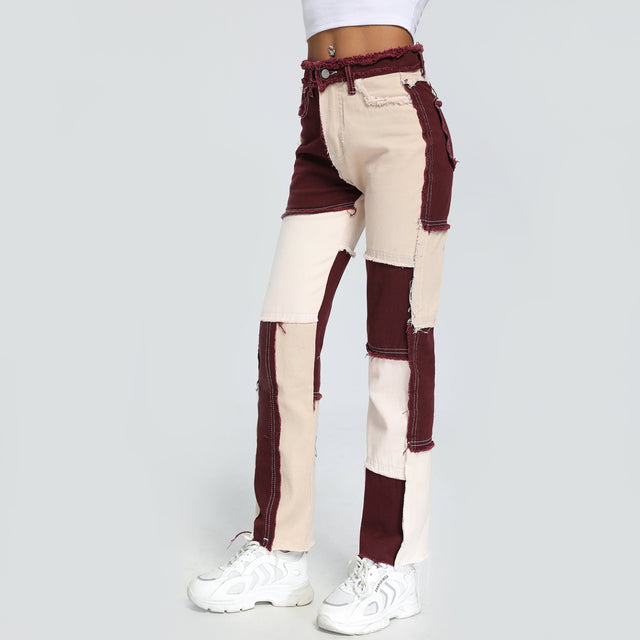 Down With Brown Patchwork Jeans