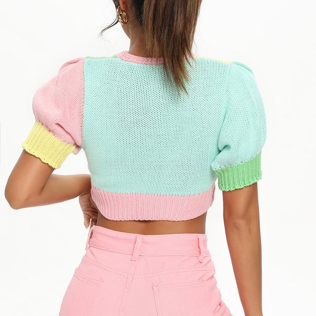 Summer's Bliss Pastel Knit Crop Top