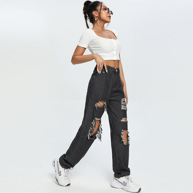 Oh Loosin' Up Ripped Jeans (Black)