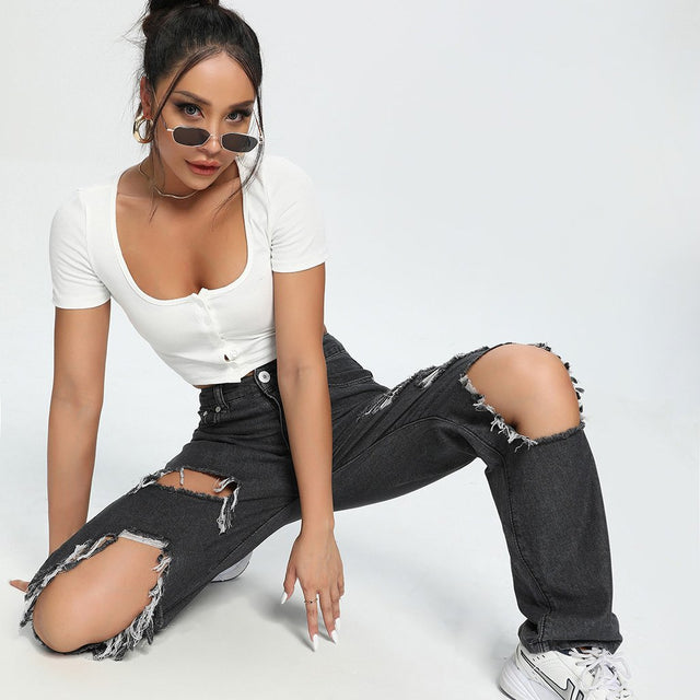 Oh Loosin' Up Ripped Jeans (Black)