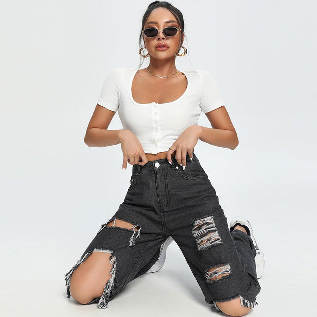 Oh Loosin' Up Ripped Jeans (Black)