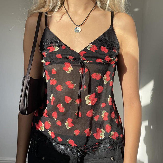 Sweet Disposition Strawberry Crop Top