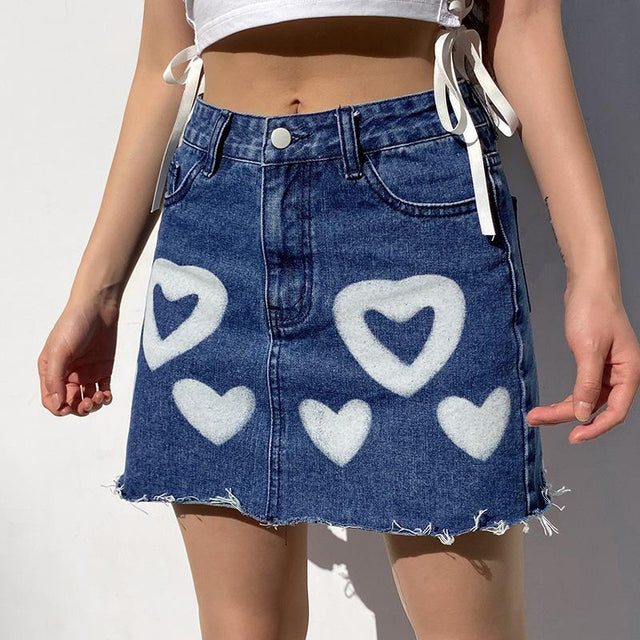 Ur Heart Throb Jean Skirt
