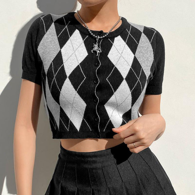 Beauty And Brains Buttoned Crop Top