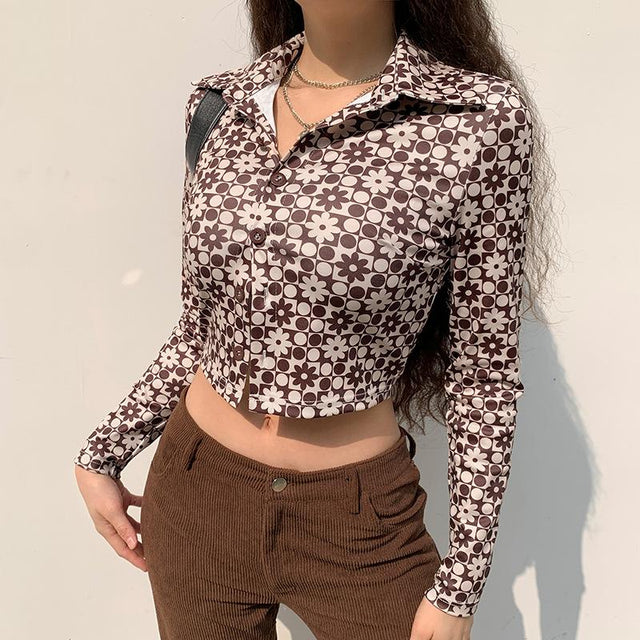 Dotted in Daisy Long Sleeved Crop Top