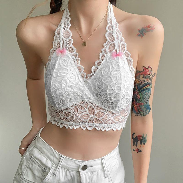 Angel In Overdrive Lacy Halter Bralette
