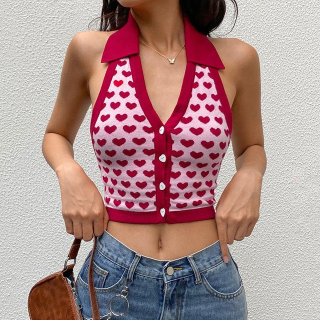 Don't Believe In Love Collared Crop Top