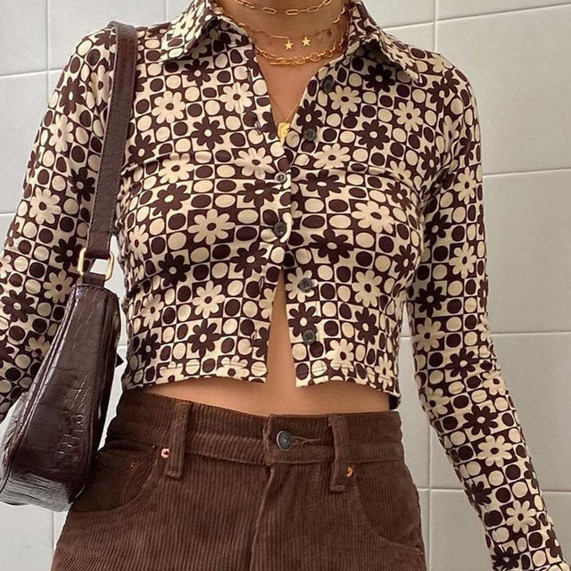 Dotted in Daisy Long Sleeved Crop Top