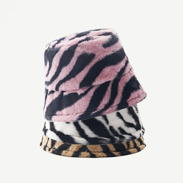 A Wild Winter Zebra Fluffy Hat